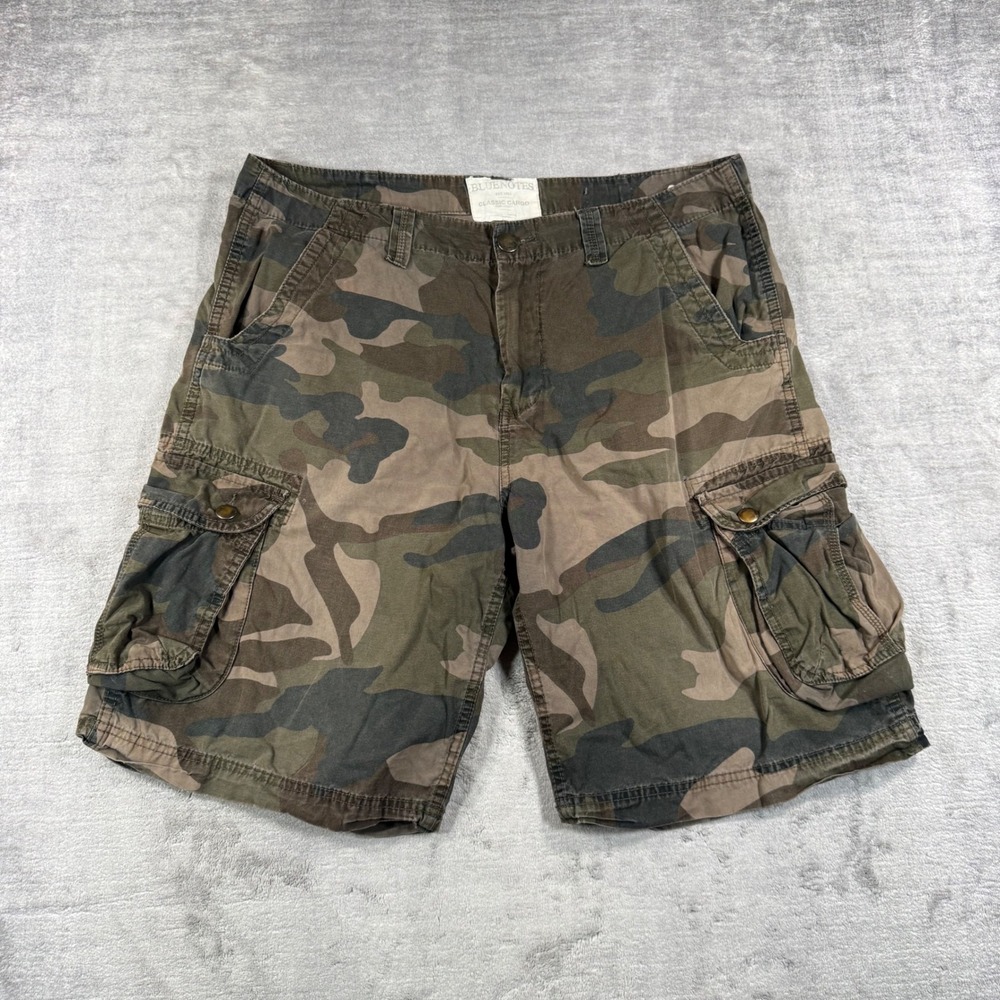 Bluenotes Shorts Mens 34 Camo Cargo Y2K Woodland Utility Baggy Military Army